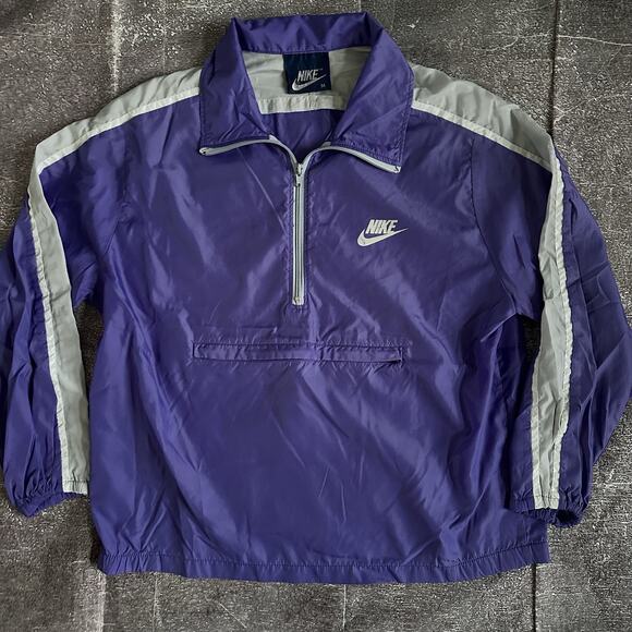 Women's Vintage 80s Nike Purple Sliver 1/4 Zip Up Anorak Windbreaker Jacket Sz M - Picture 1 of 3